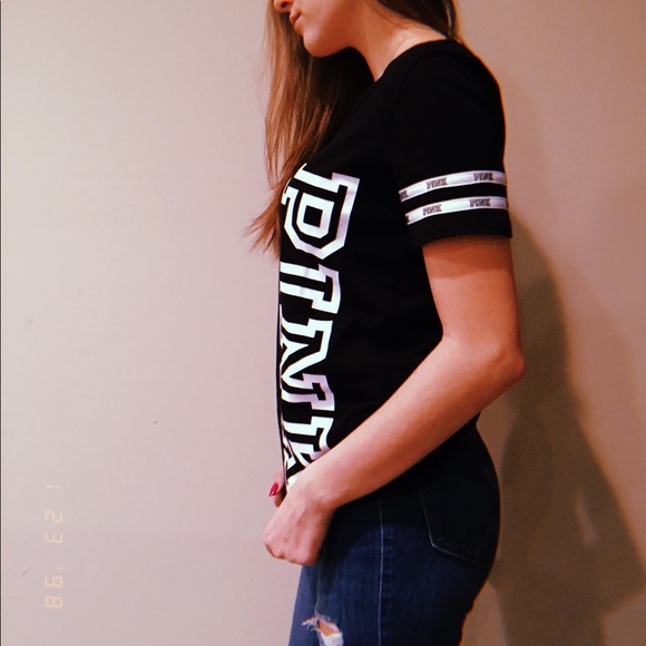 PINK black and white tee - Picture 3 of 3
